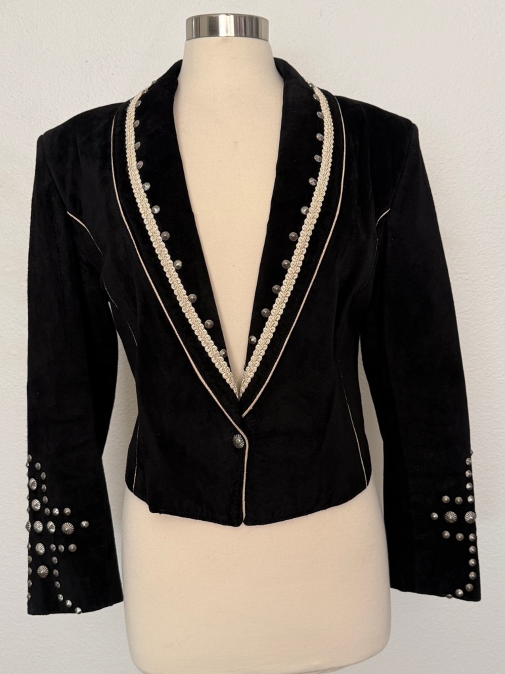 Vintage Concho Leather Jacket Cropped Western Studded Blazer USA Made - Picture 8 of 10